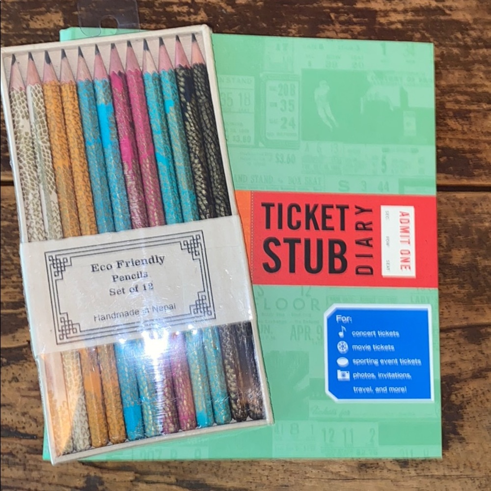 NWT Ticket Stub Diary / Pencil Bundle